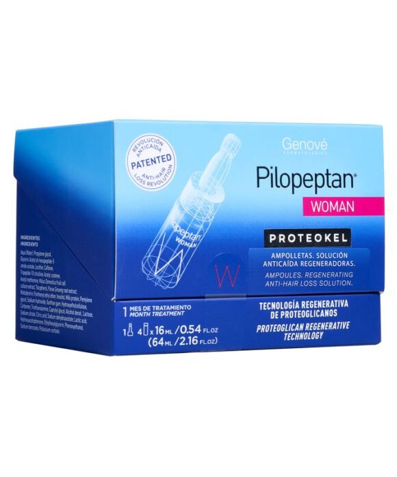 PILOPEPTAN WOMAN PROTEOKEL 64 ml - 4 x 16 ml ampolletas regeneradoras anticaida